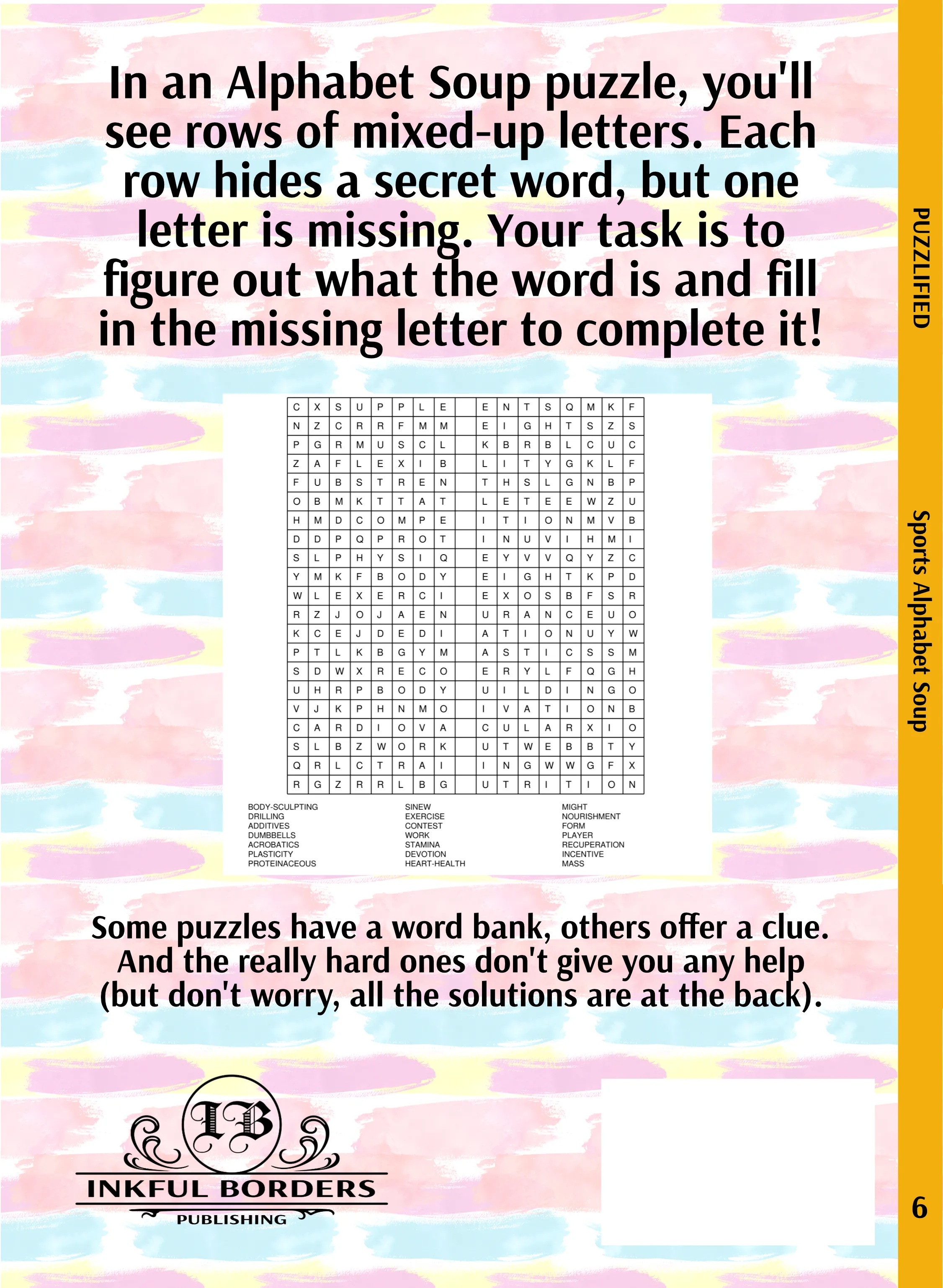 The back cover of the Alphabet Soup: Sports book.