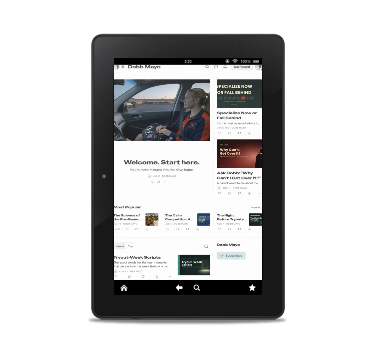 read.dobbmayo.com publication preview on tablet